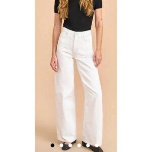 LA LIGNE Isodora High Rise Wide Leg Jeans in Emerson White 25 Preppy Minimalist